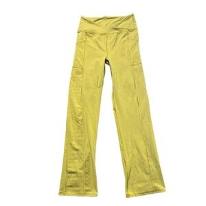 Free people movement women’s small chartreuse wide leg crossover waist leggings